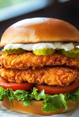 Ultimate crispy chicken sandwich stacked with lettuce and sauce on a bun