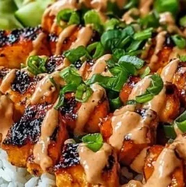 Delicious Bang Bang Chicken Bowl featuring creamy sauce and fresh ingredients