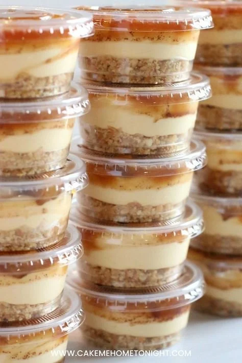 Delectable Caramel Apple Dessert Cups topped with creamy caramel and apple slices