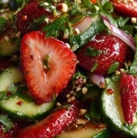 Fresh Cucumber Strawberry Salad with vibrant colors and healthy ingredients