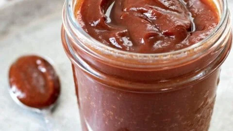 Healthy BBQ sauce made without ketchup, perfect for grilling and cooking.