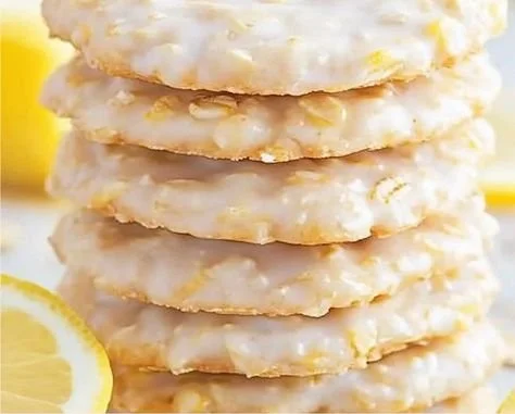 Delicious lemon oatmeal no-bake cookies arranged on a plate.