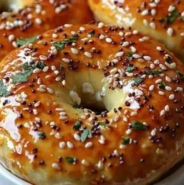 3 ingredient cottage cheese protein bagels freshly baked on a wooden board
