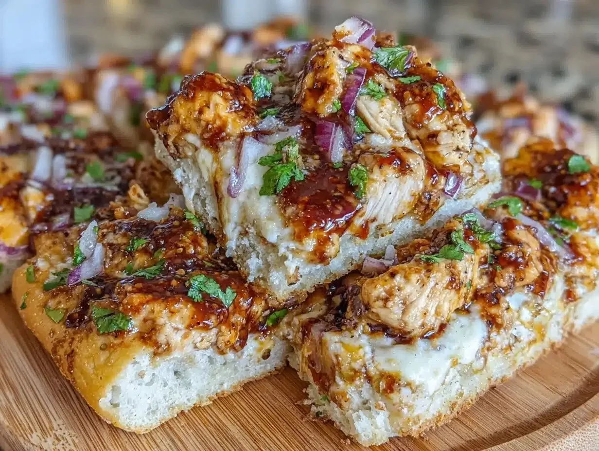 Delicious BBQ chicken flatbread with fresh toppings