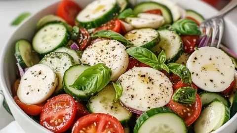 Caprese Salad and Cucumber: Instant Freshness