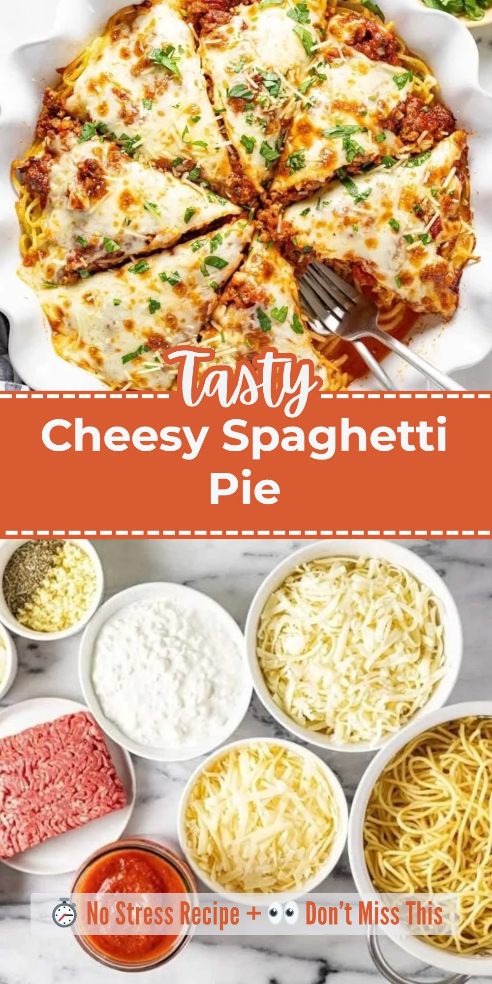 Cheesy Spaghetti Pie