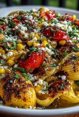 Delicious Corn Elote Pasta Salad with fresh corn, pasta, and creamy dressing.