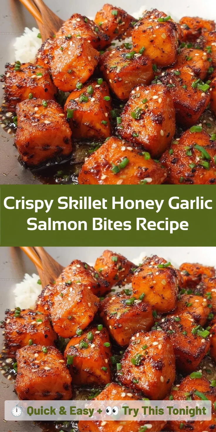 Crispy Skillet Honey Garlic Salmon Bites Recipe