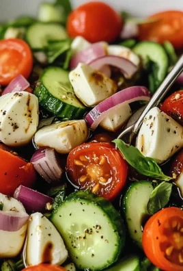 Fresh Cucumber Caprese Salad with mozzarella and tomatoes