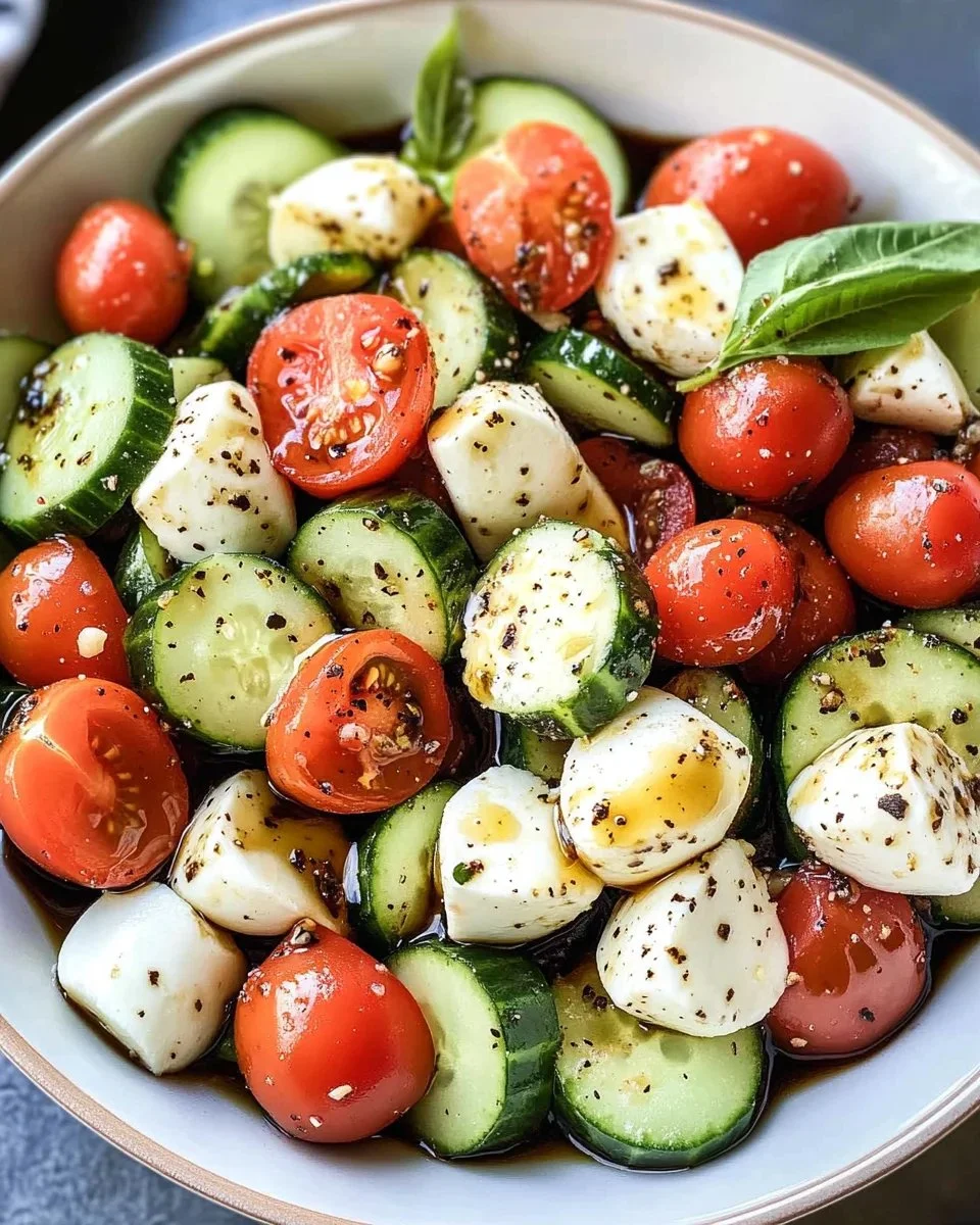 Fresh Cucumber Caprese Salad