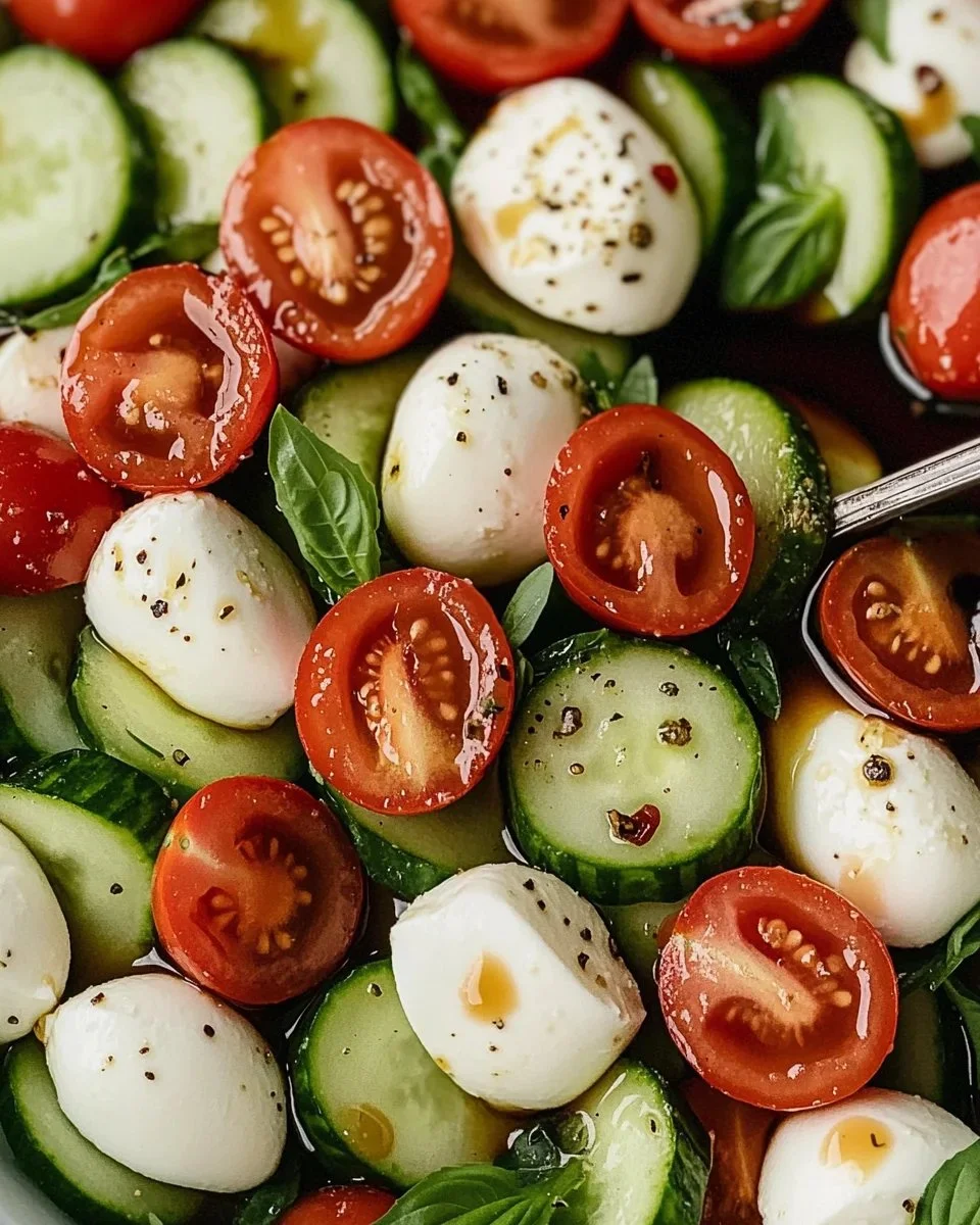 Fresh Cucumber Caprese Salad