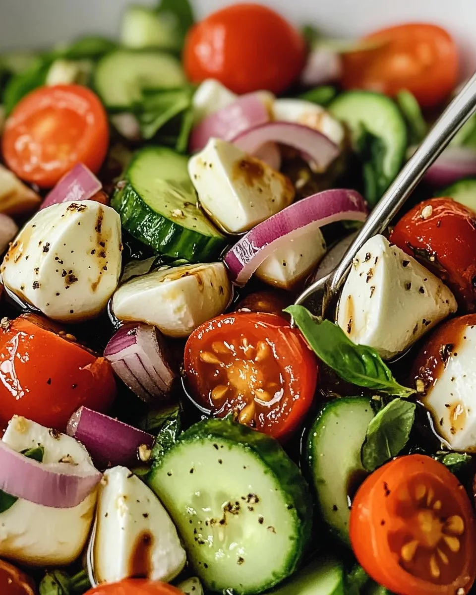 Fresh Cucumber Caprese Salad