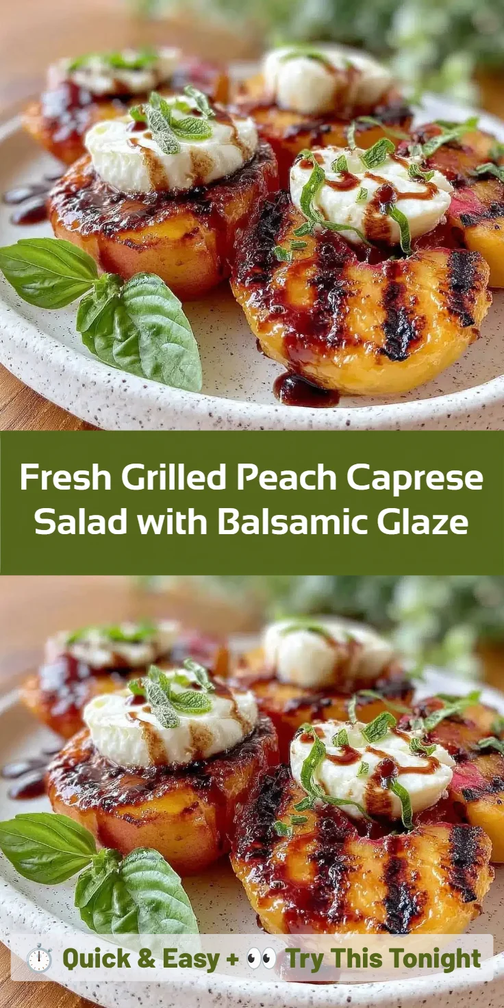 Fresh Grilled Peach Caprese Salad with Balsamic Glaze