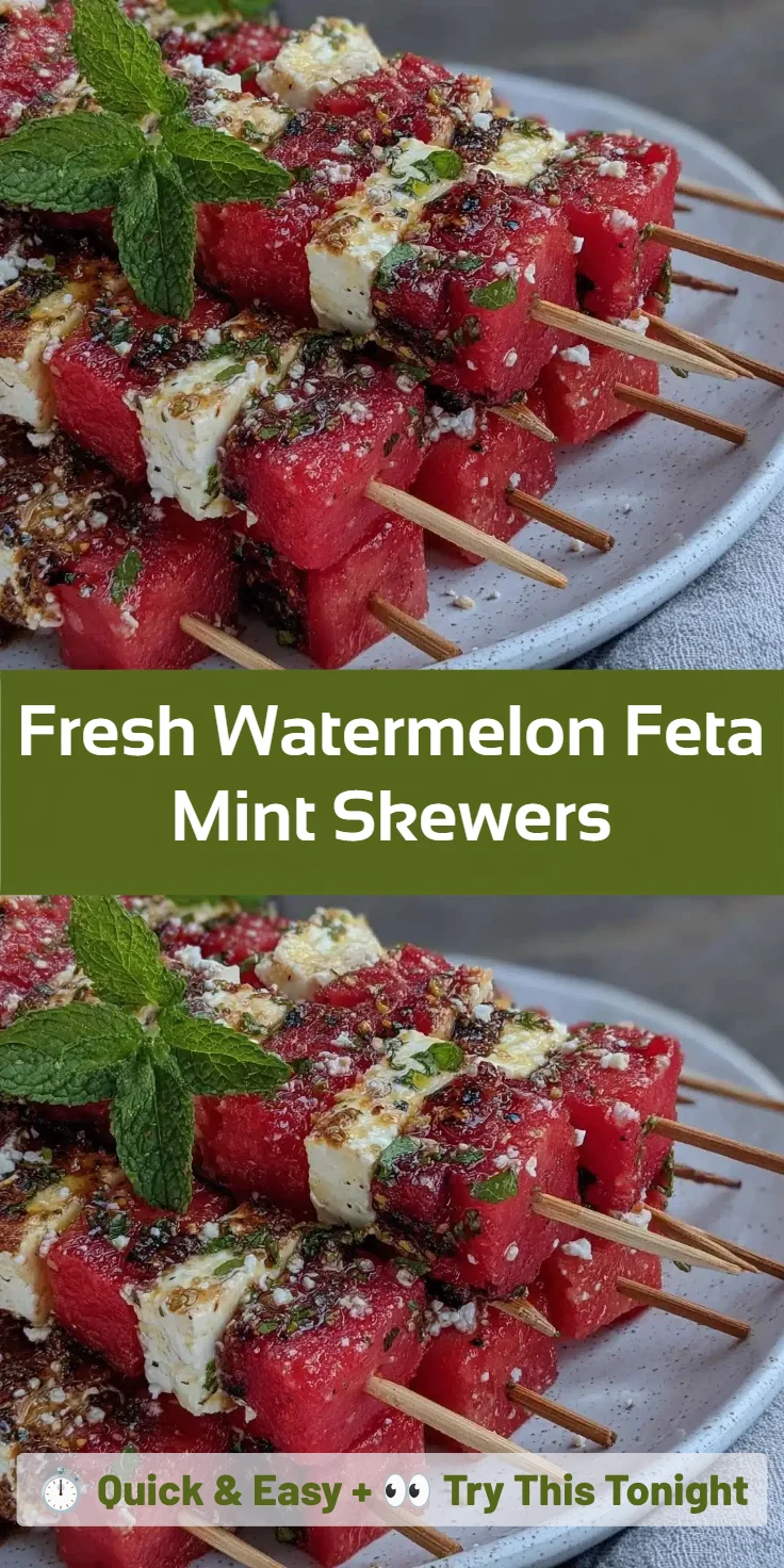 Fresh Watermelon Feta Mint Skewers
