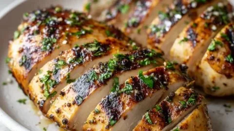 Juicy grilled chicken marinated for restaurant-style flavor and appearance