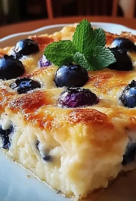 Healthy Blueberry Cottage Cheese Breakfast Bake ready to serve in a dish