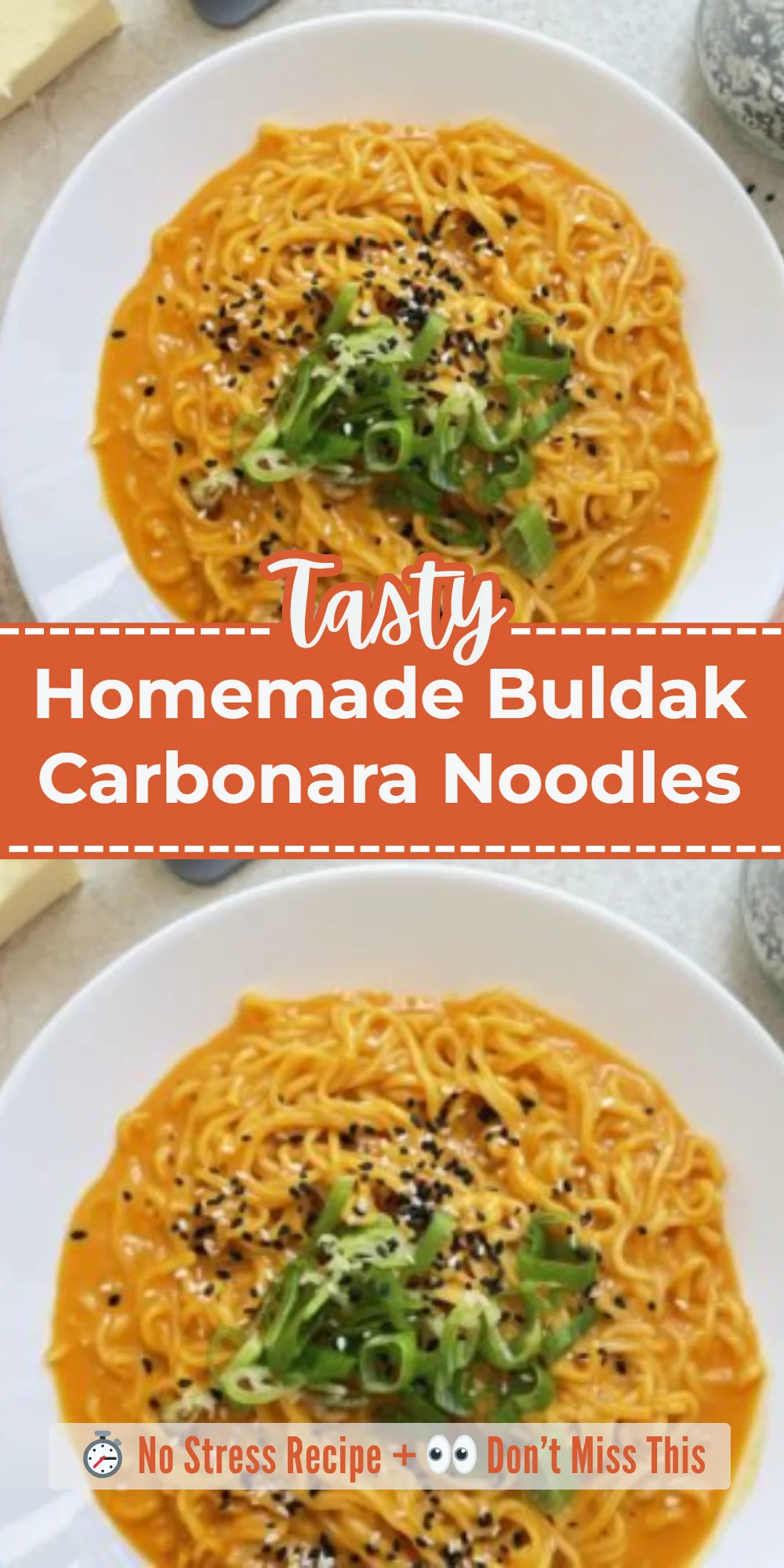 Homemade Buldak Carbonara Noodles
