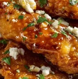 Hot Honey Feta Chicken served in a one-pan for a quick and easy meal