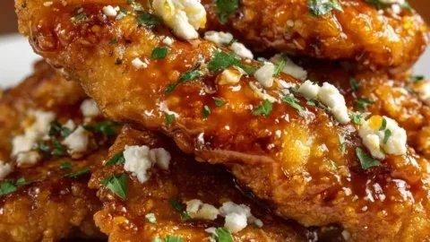 Hot Honey Feta Chicken served in a one-pan for a quick and easy meal