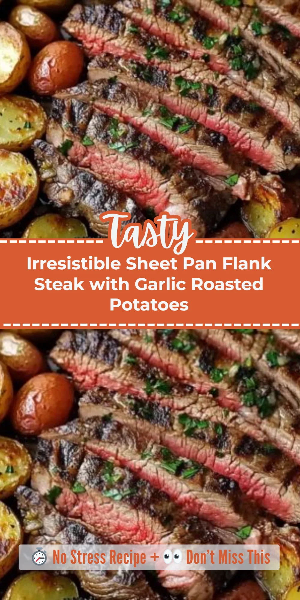 Irresistible Sheet Pan Flank Steak with Garlic Roasted Potatoes
