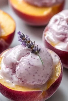 Lavender Honey Peach Cups garnished with fresh herbs and fruit, served in elegant cups.
