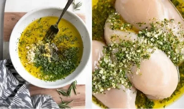 Juicy Lemon Garlic Chicken marinated with fresh herbs and spices