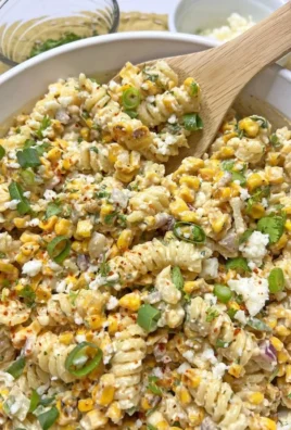 Delicious Mexican Street Corn Pasta Salad with vibrant corn and herbs