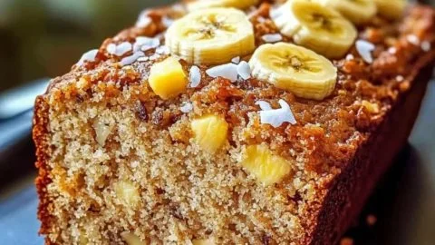 Moist Hawaiian banana bread with tropical flavors and ripe bananas
