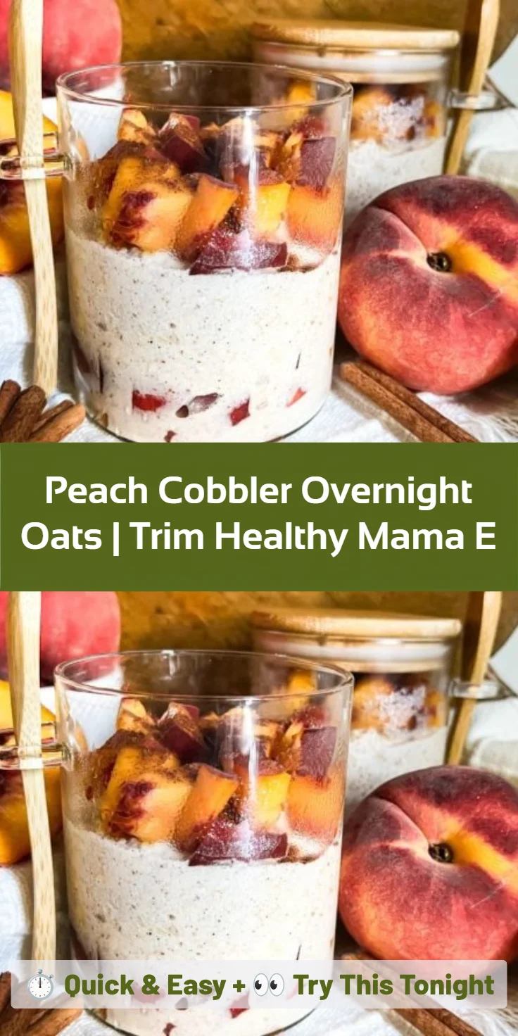 Peach Cobbler Overnight Oats | Trim Healthy Mama E