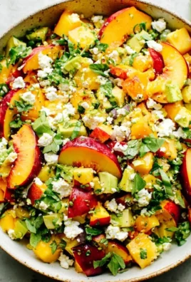 Delicious Peach Feta Salad with fresh ingredients and vibrant colors.