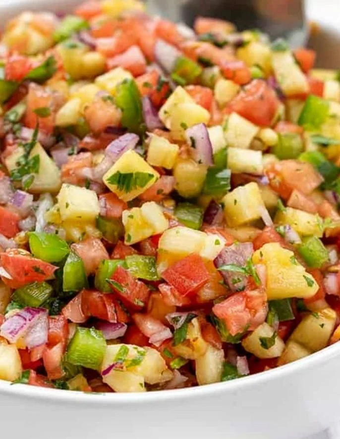 Delicious pineapple salsa served with tortilla chips