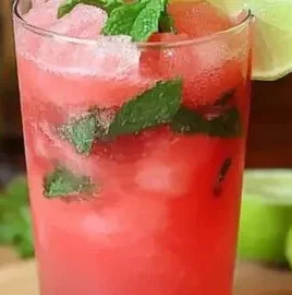 Refreshing watermelon slush in a glass, perfect for summer heat