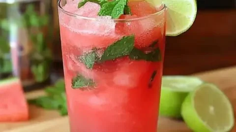 Refreshing watermelon slush in a glass, perfect for summer heat