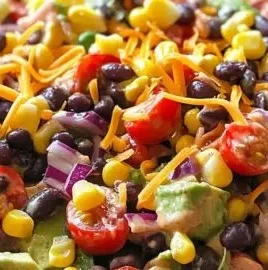 Delicious cowboy salad filled with fresh ingredients and vibrant colors