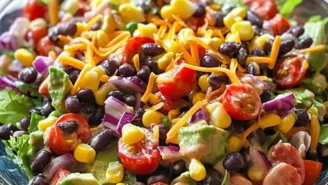 Delicious cowboy salad filled with fresh ingredients and vibrant colors