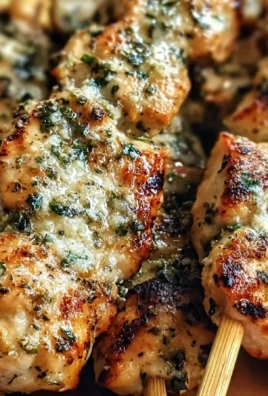 Savory Garlic Parmesan Chicken skewers ready for summer grilling