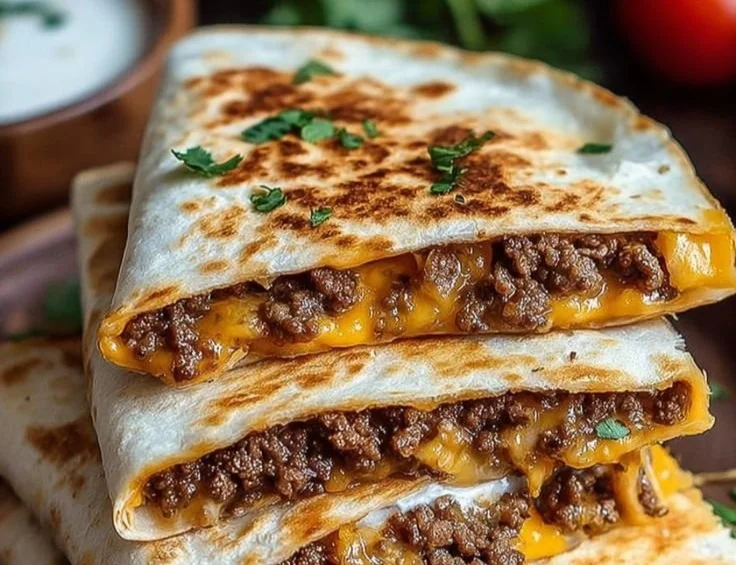 Delicious Smashburger Quesadillas with melted cheese and fillings