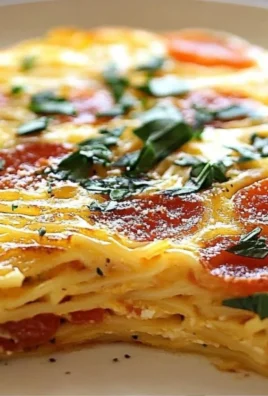 Delicious spaghetti frittata served on a plate with fresh herbs