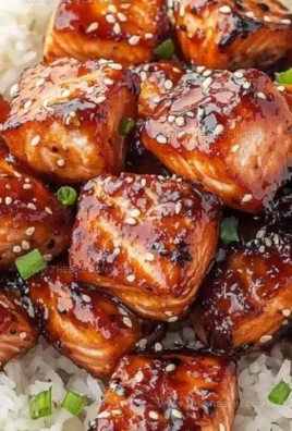 Sticky Skillet Honey Garlic Salmon Bites on a plate