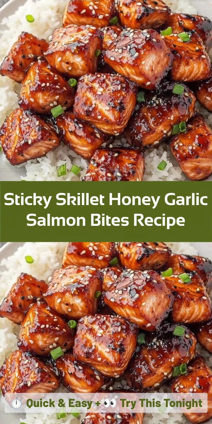 Sticky Skillet Honey Garlic Salmon Bites Recipe