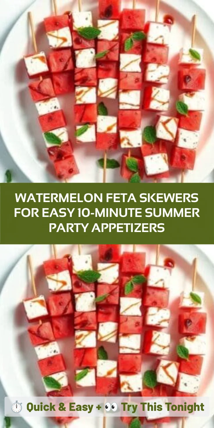 WATERMELON FETA SKEWERS FOR EASY 10-MINUTE SUMMER PARTY APPETIZERS
