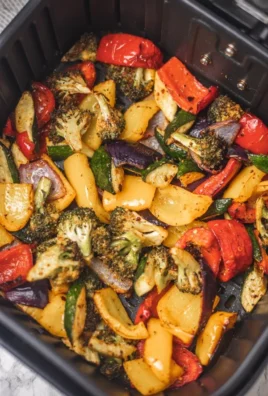 Plate of air fryer marinated roasted vegetables