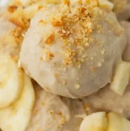 Delicious Banana Cream Pie Ninja Creami Protein Ice Cream in a bowl