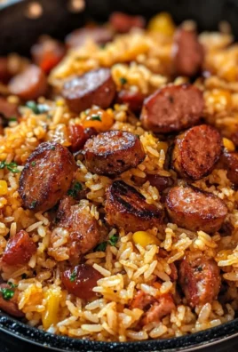 Cajun Sausage and Rice Skillet served in a colorful dish