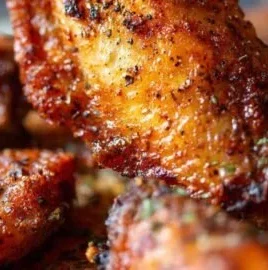 Crispy oven baked chicken wings served on a plate