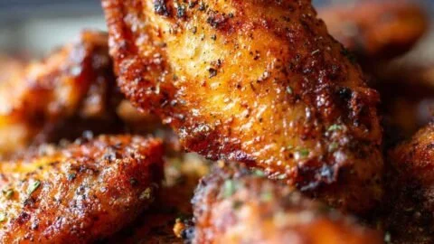 Crispy oven baked chicken wings served on a plate