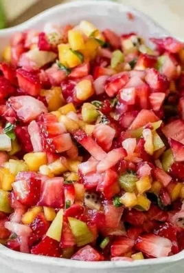 Fresh fruit salsa served with cinnamon sugar chips for a sweet snack.
