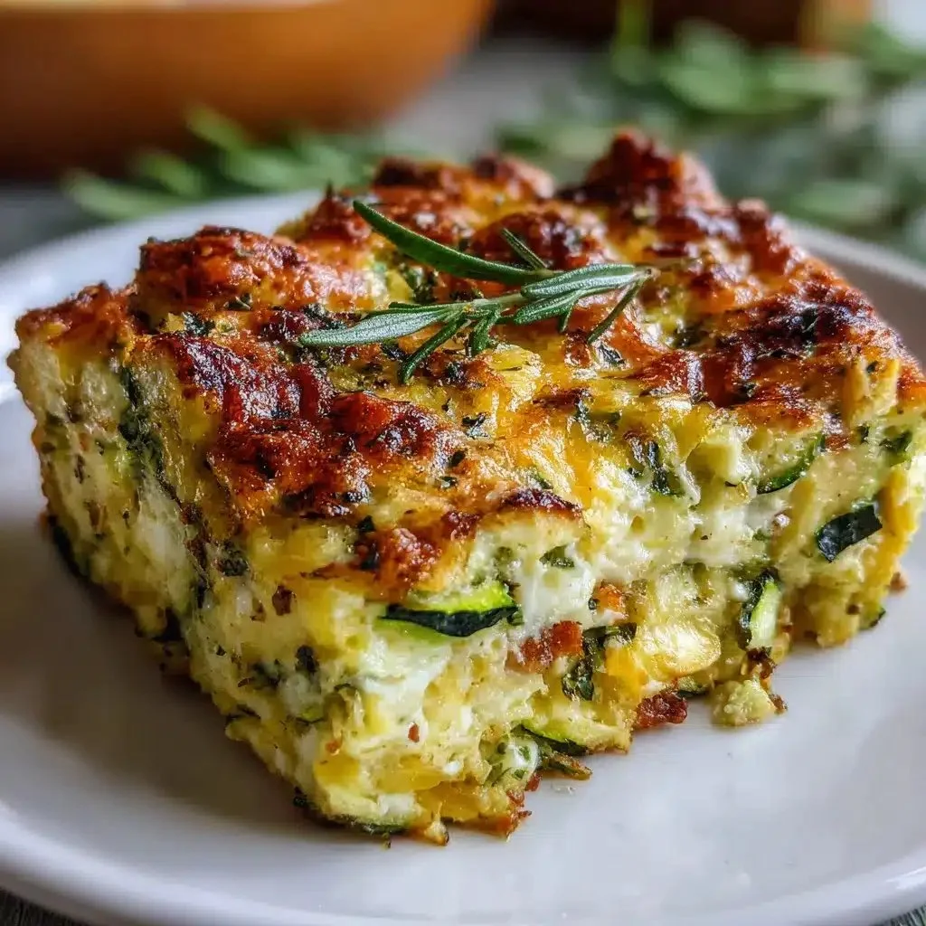 Delicious garden zucchini casserole fresh from the oven