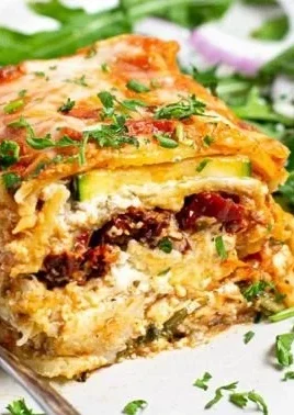 Delicious Mediterranean Lasagna with fresh herbs and vegetables