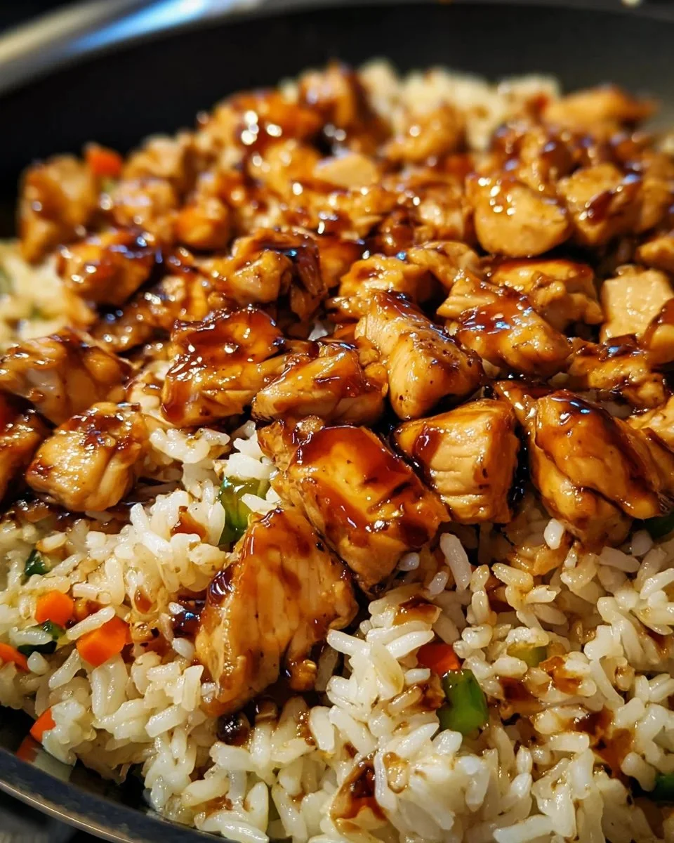 One-Pan Bold Honey BBQ Chicken Rice served on a plate with fresh herbs